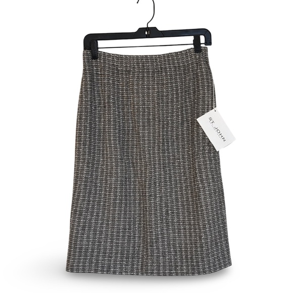 NWT St. John Collection Knit Pencil Skirt Size 8 Desert Tan Black Tweed USA - Picture 7 of 8